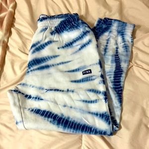 Pink sweatpants blue tye dye